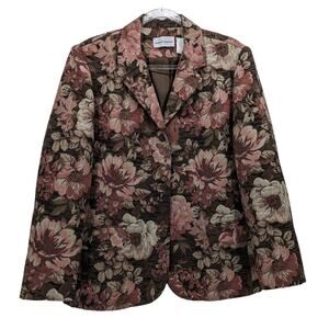 Alfred Dunner Floral Blazer in Brown, Rose, Cream